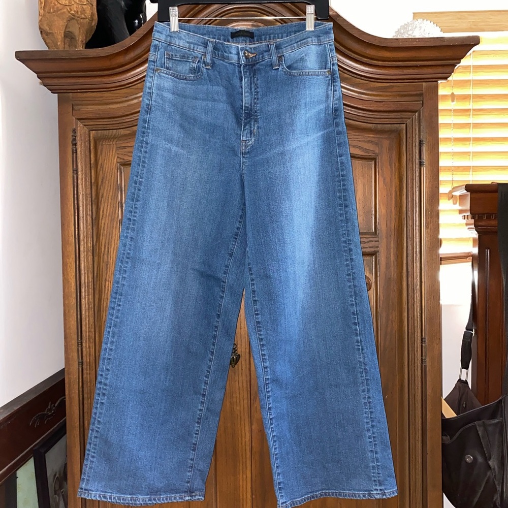 uniqlo dark wash wide leg jeans